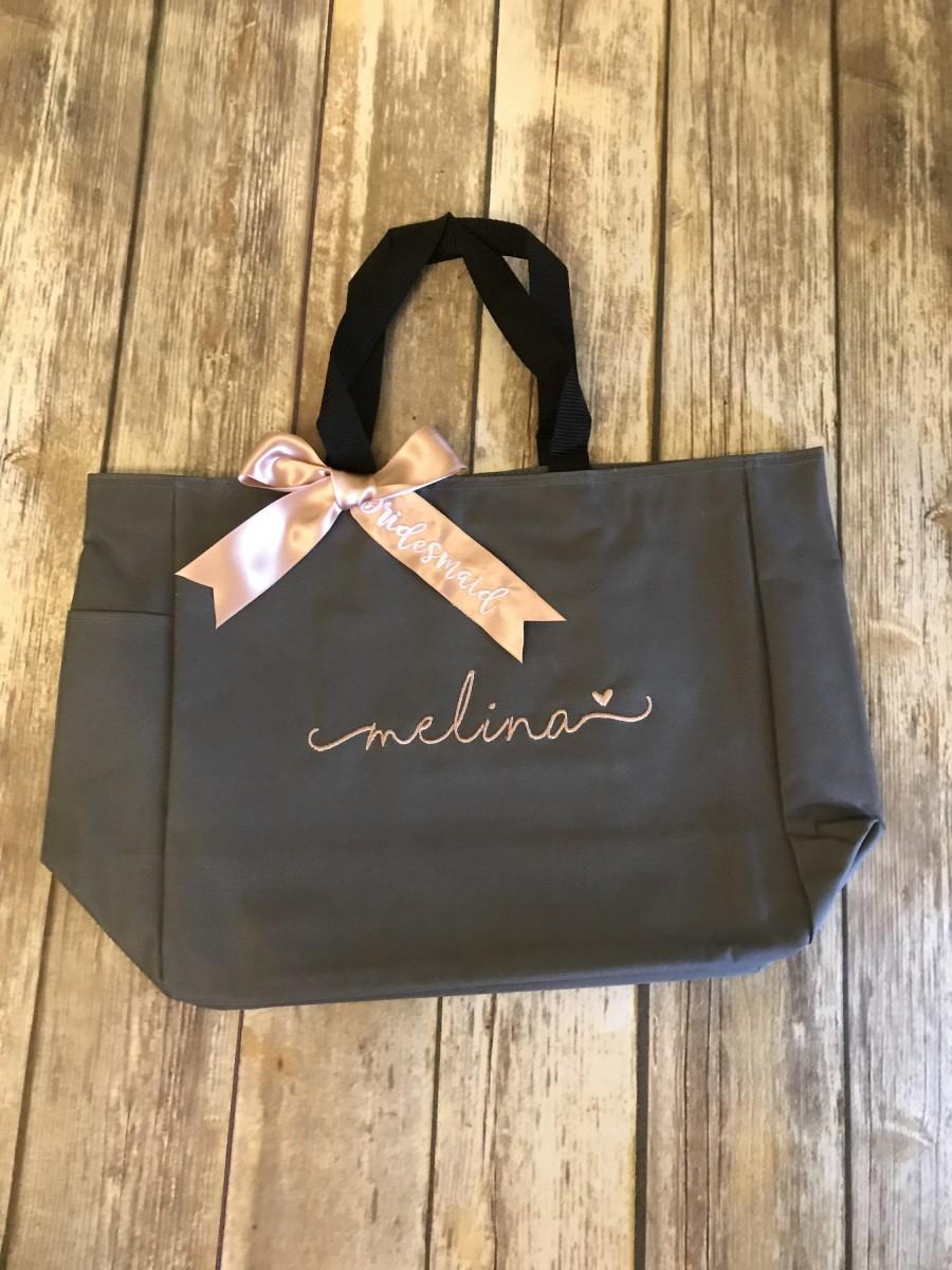 Hochzeit - Bridesmaid Tote Bags, Maid of Honor Tote, Personalized Bridesmaid Bags, Bridal Party Bridesmaid Gifts,Bridal Tote, Bride Tote Bag