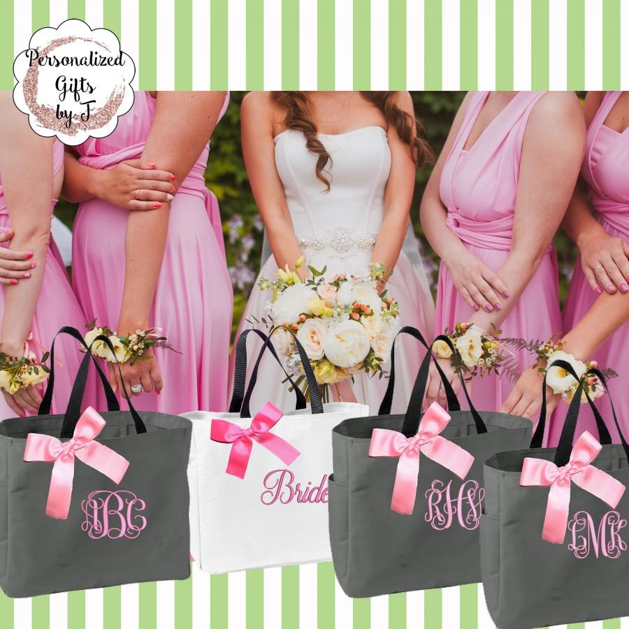 زفاف - Set of 2 Bridesmaid Gift, Monogrammed Tote Bags, Personalized Bridesmaids Bags, Wedding Tote Bag, Maid Of Honor Gift, Mother of the Bride