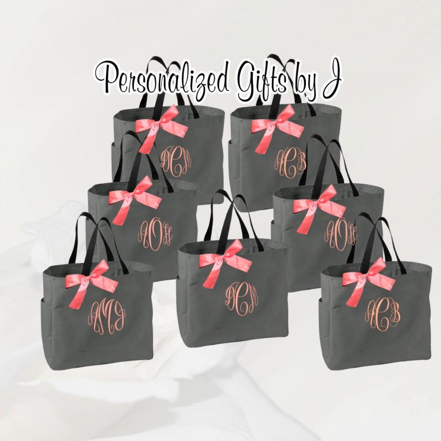 Wedding - 9 Personalized Bridesmaid Tote Bags Monogrammed Tote, Bridesmaids Tote, Personalized Tote, Monogrammed Tote Bag, Bridesmaid Gift Bags