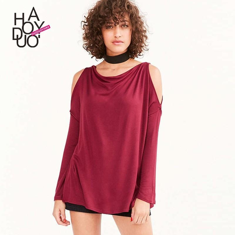Wedding - Fall 2017 women spread out the fork under the new stylish sexy off the shoulder long sleeve t-shirt - Bonny YZOZO Boutique Store