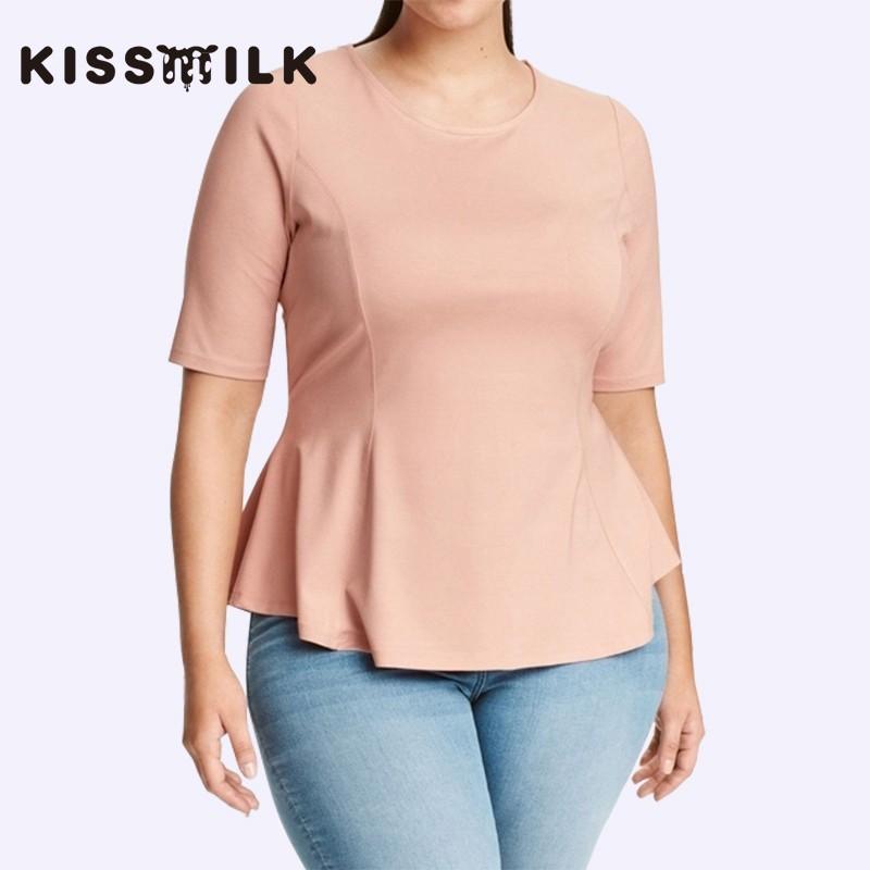 Mariage - Plus Size Womens tops T-shirts 2017 summer dress new basic shirt solid color Round neck slim loose short-sleeved T-Shirt female - Bonny YZOZO Boutique Store