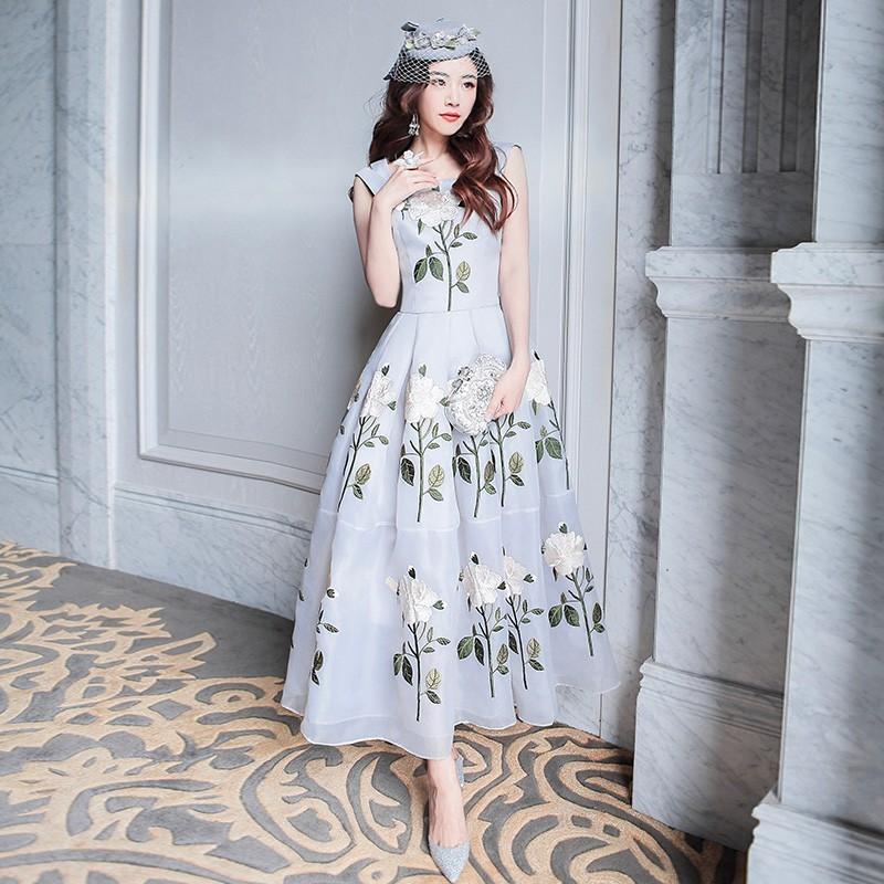 زفاف - Attractive Embroidery Slimming Curvy Trail Dress Organza It Girl Dress - Bonny YZOZO Boutique Store