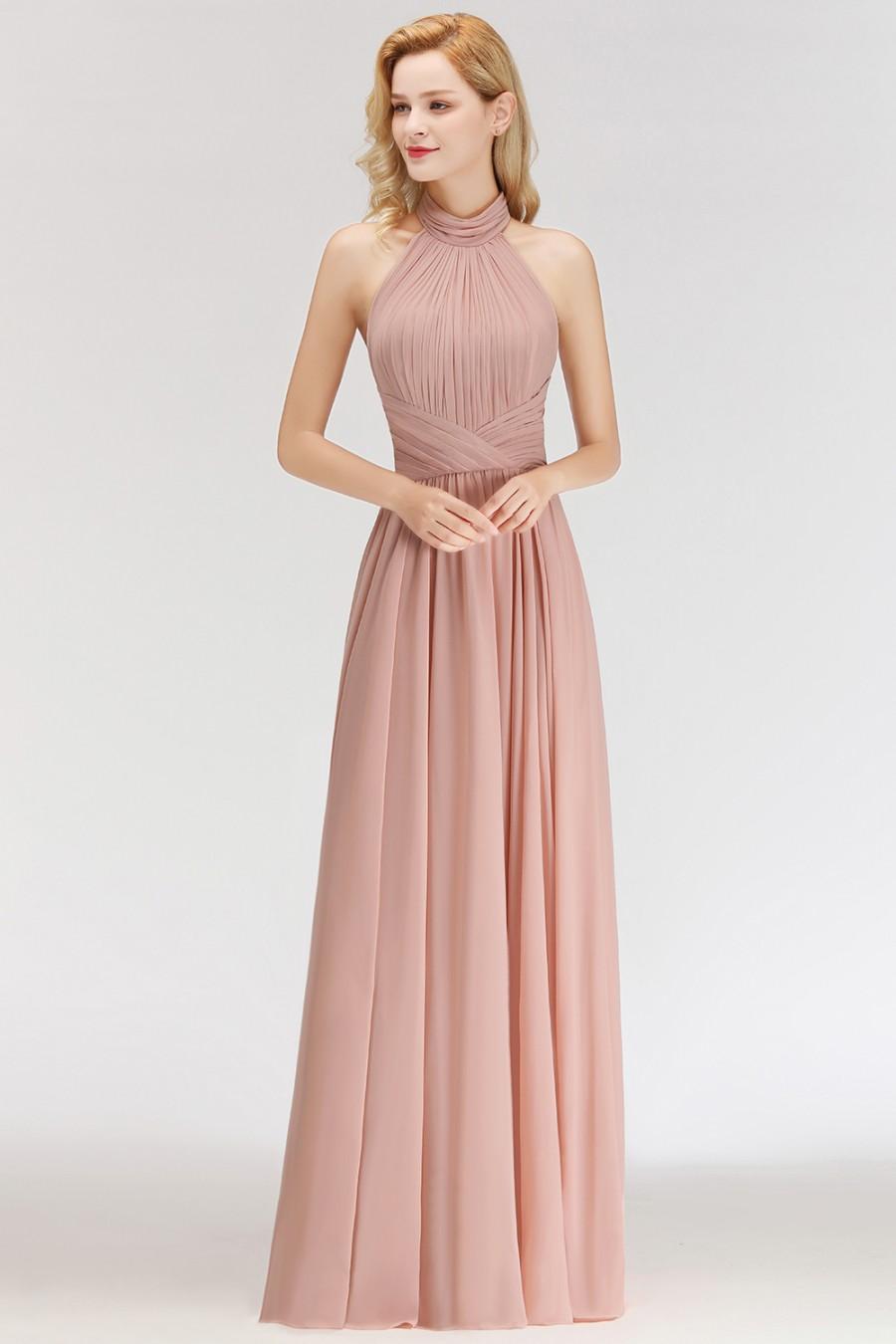 زفاف - Modern Rosa Long Chiffon Brautjungfernkleider Etuikleid Kleider für Brautjunfern Modellnummer: BM0043