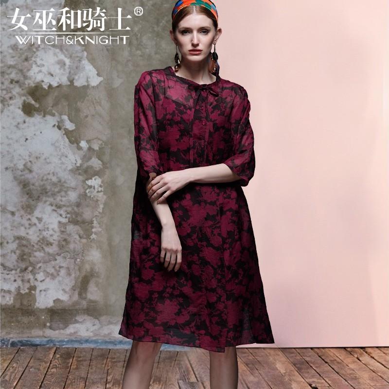 Wedding - Oversized Split Attractive Printed A-line 1/2 Sleeves Spring Red Dress - Bonny YZOZO Boutique Store