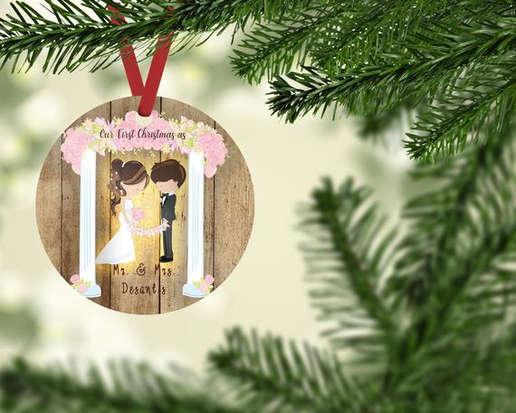 Wedding - Mr. & Mrs. Ornament, Our First Christmas, Wedding Gift, Newlywed Gift, Personalized Christmas Gift, Custom Christmas gift for couples