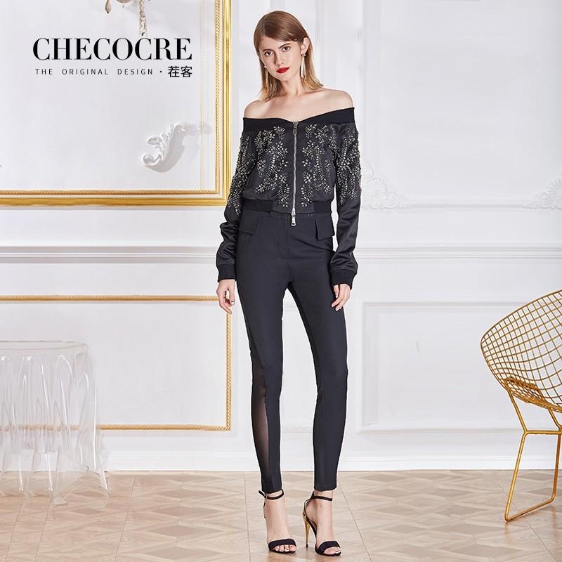 Wedding - Must-have Seen Through Beading Slimming Off-the-Shoulder Summer Outfit Coat High Waisted Trouser - Bonny YZOZO Boutique Store