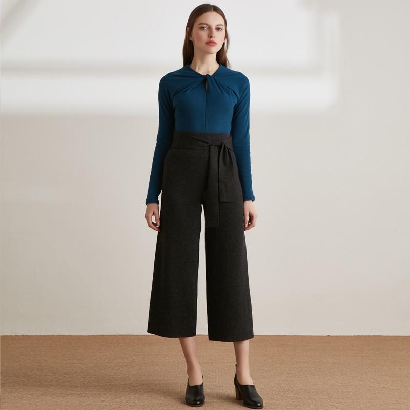 Свадьба - Simple Slimming Column High Waisted Jersey Cashmere Tie Casual Wide Leg Pant - Bonny YZOZO Boutique Store