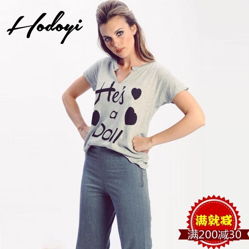Mariage - Casual Oversized Vogue Sexy Sport Style Printed V-neck Short Sleeves Alphabet Summer T-shirt - Bonny YZOZO Boutique Store