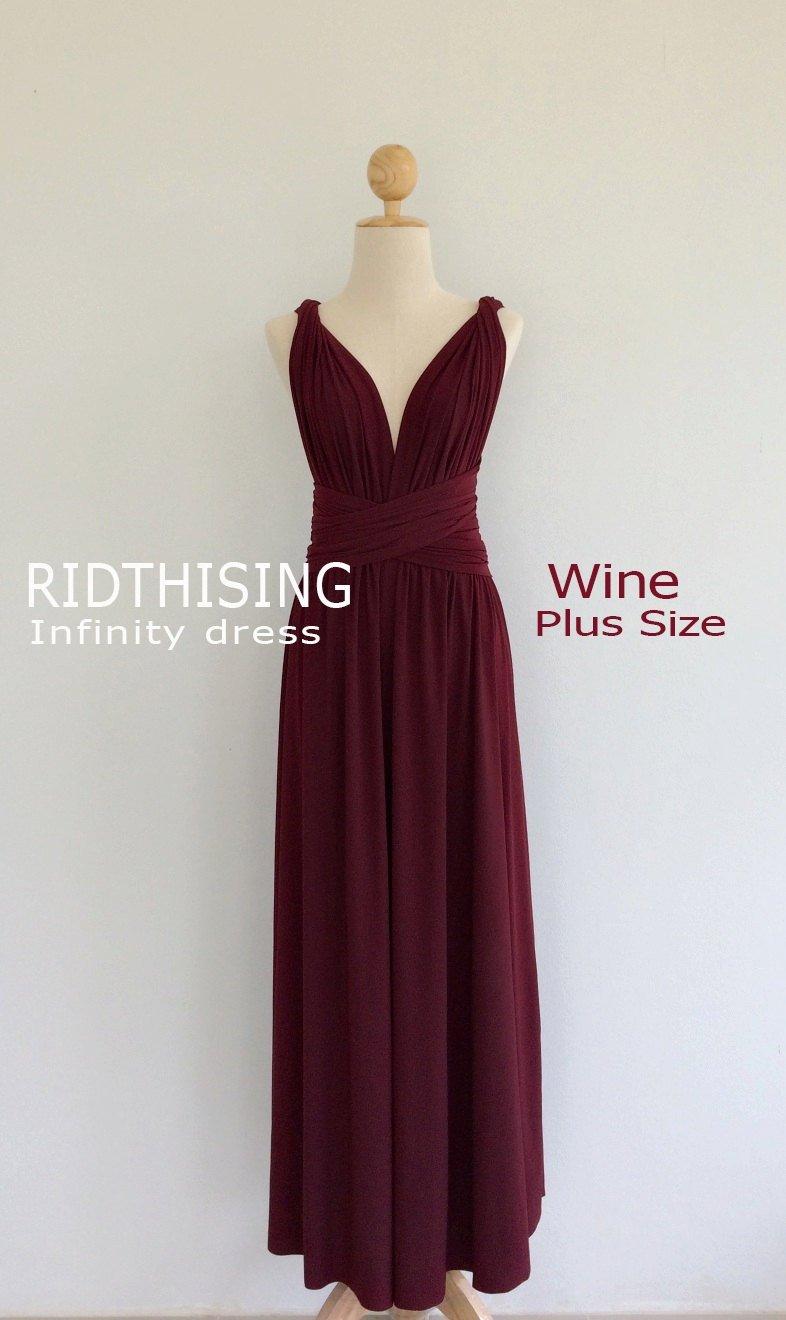 Mariage - Plus Size Maxi Wine Infinity Dress Bridesmaid Dress Prom Dress Convertible Dress Wrap Dress