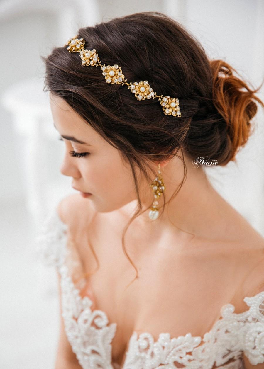 زفاف - Wedding Hair Accessory, Wedding Headband, Bridal Headpiece, Bridal Headband, Wedding Hair Vine, Pearl headband- VIVIAN