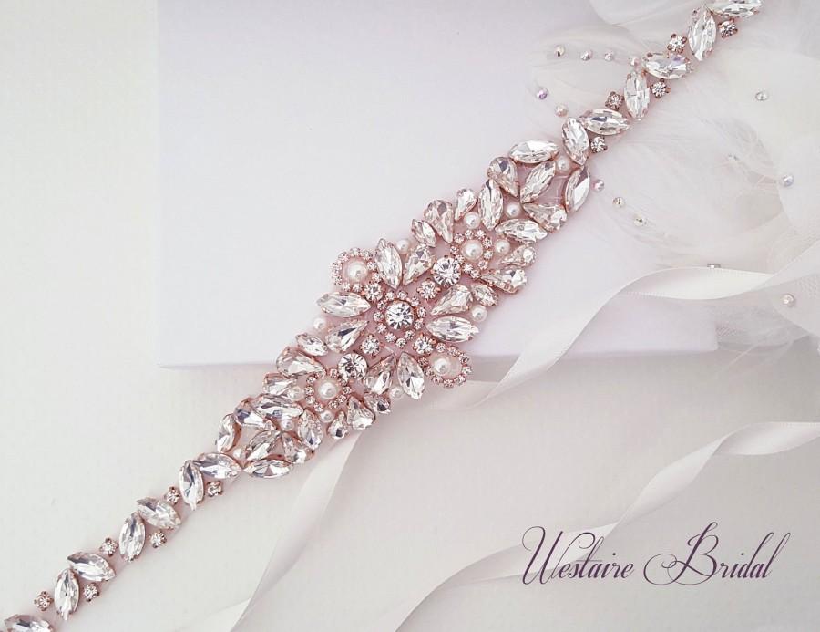 زفاف - Wedding Belt, Pearl Bridal Belt, Beaded Bridal Sash, Beaded Wedding Belt, Silver, Rose Gold - Style 786