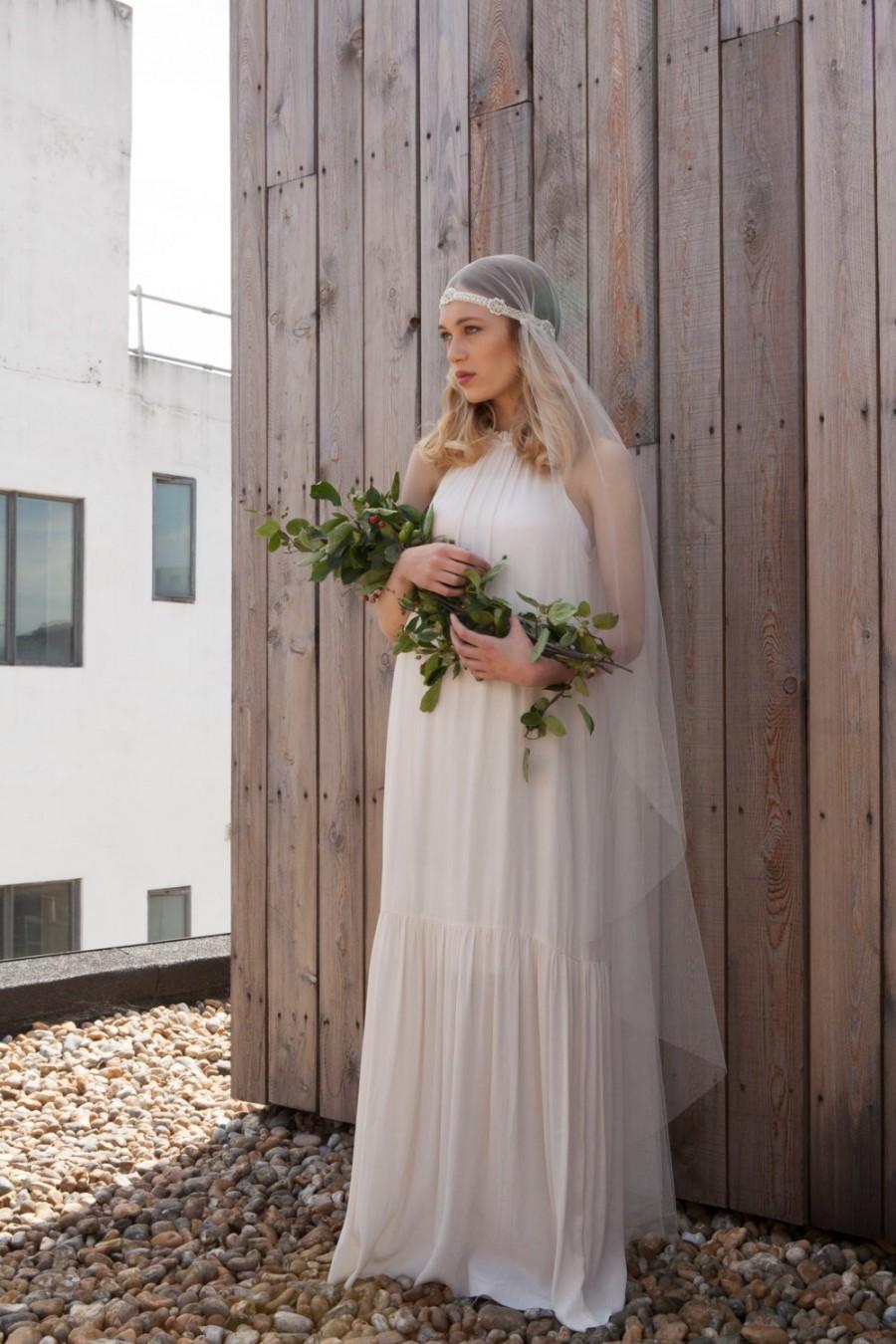 Wedding - Bohemian Juliet Cap Wedding veil - Juliette Cap veil with beaded detailing - fingertip length - waltz length -chapel length veil