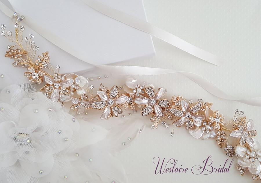 زفاف - Gold Wedding Belt, Bridal Belt, Sash Belt, Crystal Rhinestone, Gold Bridal Belt, Bridal Accessories - Style 792