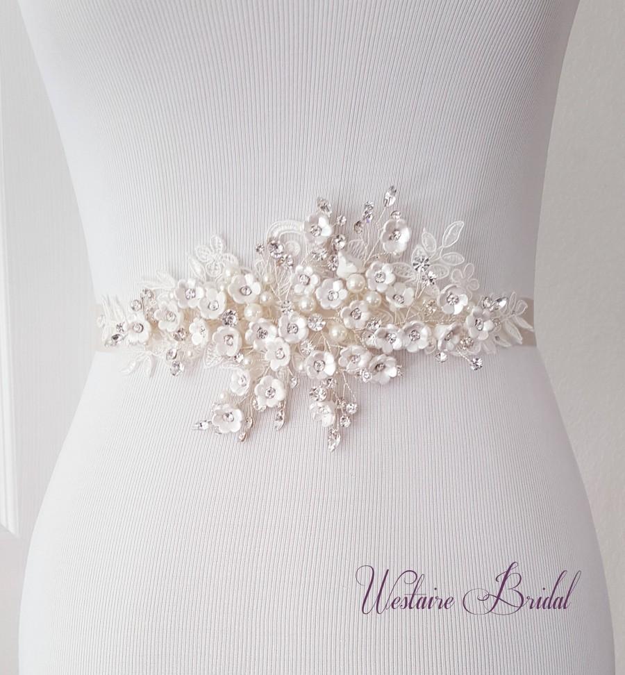 Wedding - Bridal belt, Flower Wedding belt, Bridal Sash, Floral Wedding Belt, Bridal Accessories - Style 791