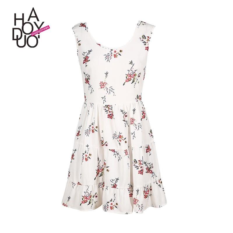 زفاف - Sexy Open Back Sleeveless Crossed Straps Lace Up Floral Summer Dress - Bonny YZOZO Boutique Store