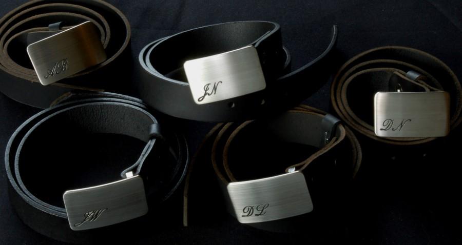 زفاف - ETCHED Personalized Belt Buckles Wedding Accessories Groomsmen Accessories Brushed Stainless Steel Hand Forged Belt Buckle Fits 1.25" Belt
