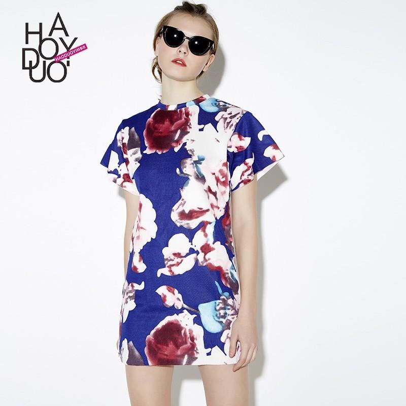 زفاف - Oversized Vintage Printed Drop Shoulder Floral Summer Pencil Skirt Dress - Bonny YZOZO Boutique Store