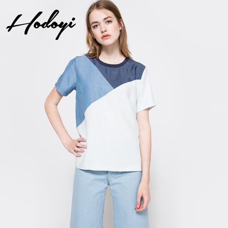 زفاف - 2017 summer new women's casual simplicity denim stitching t-shirts women - Bonny YZOZO Boutique Store