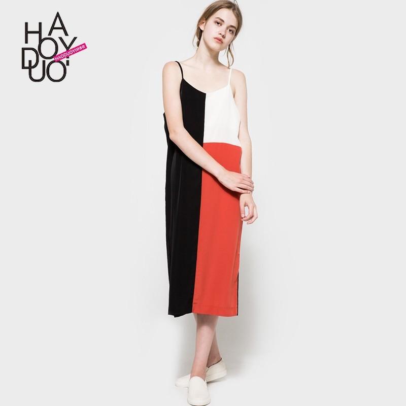 زفاف - Fall 2017 women new style fashion sexy v neck Halter dresses with contrast color straps - Bonny YZOZO Boutique Store