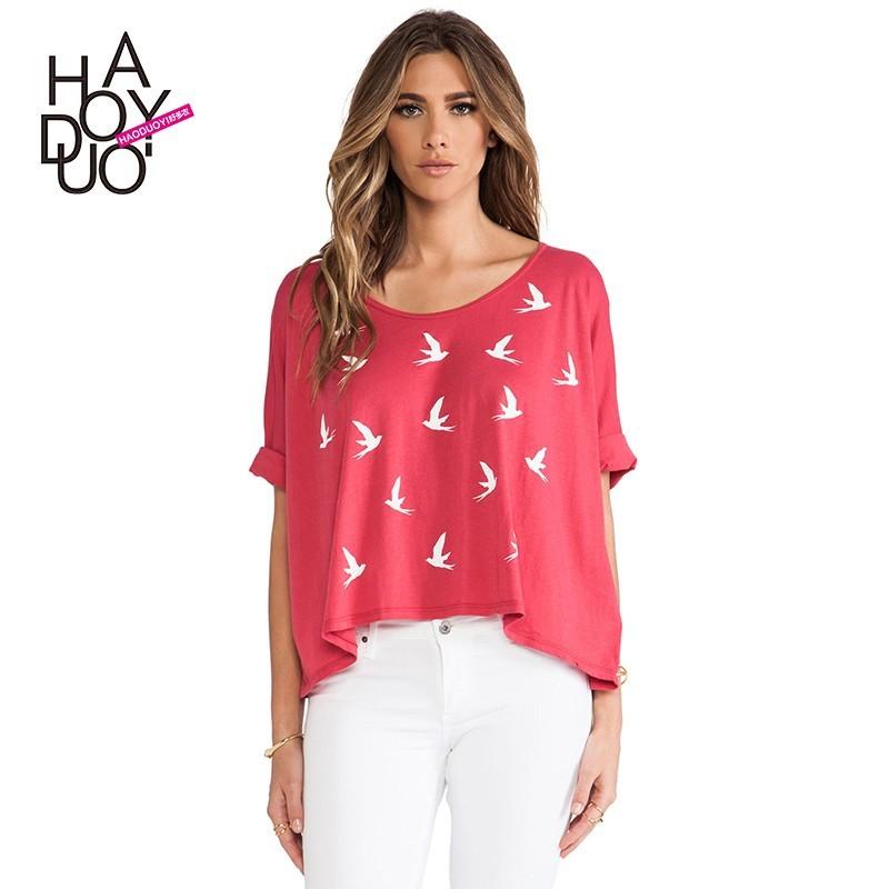 Mariage - Casual Oversized Printed Slimming 1/2 Sleeves Cartoon T-shirt - Bonny YZOZO Boutique Store