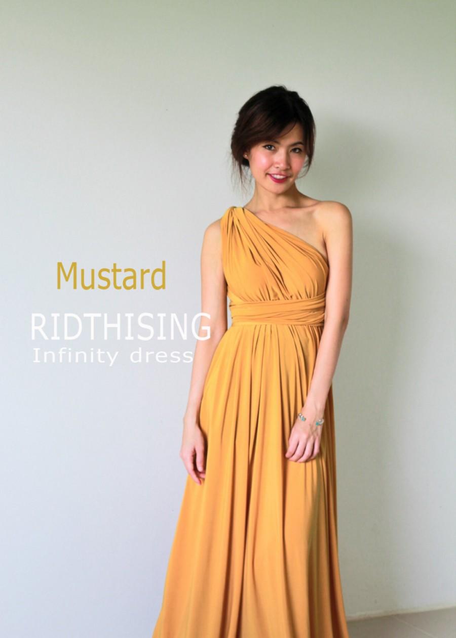 Hochzeit - Maxi Mustard Infinity Dress Bridesmaid Dress Prom Dress Convertible Dress Wrap Dress