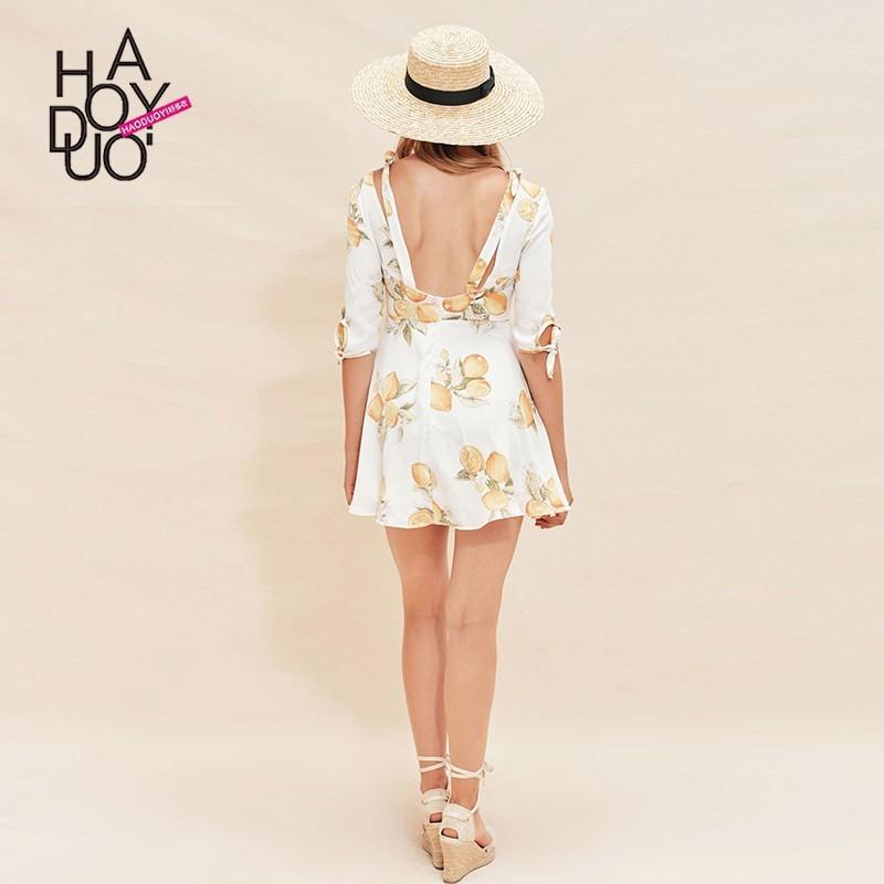 زفاف - Sexy Open Back Printed Hollow Out Floral Summer Dress - Bonny YZOZO Boutique Store