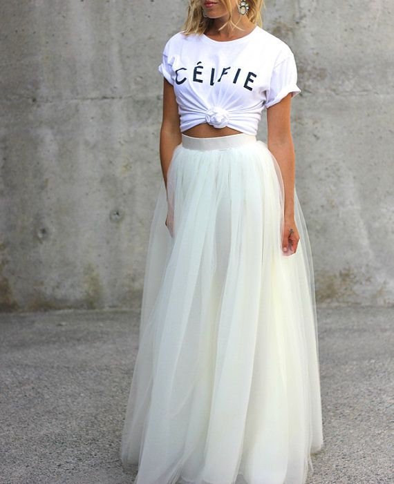 tulle maxi skirt outfit