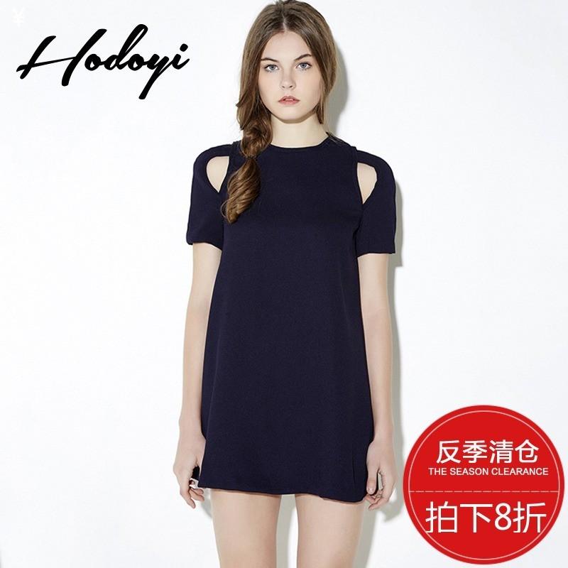 زفاف - Vogue Sexy Simple Hollow Out Zipper Up Summer Short Sleeves Dress - Bonny YZOZO Boutique Store