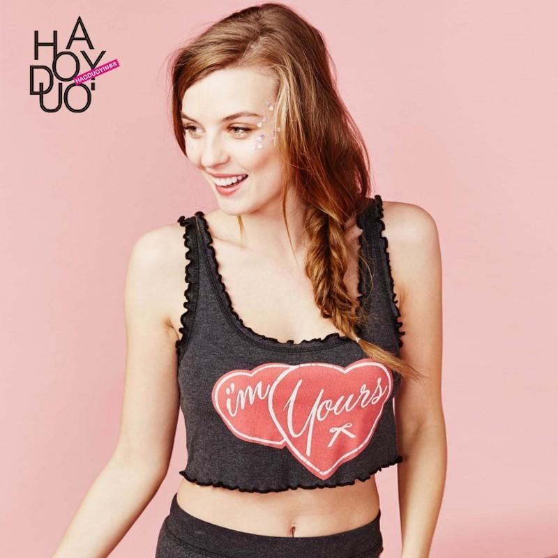 Mariage - Vogue Printed Heart-shape Alphabet Summer Sleeveless Top Strappy Top - Bonny YZOZO Boutique Store