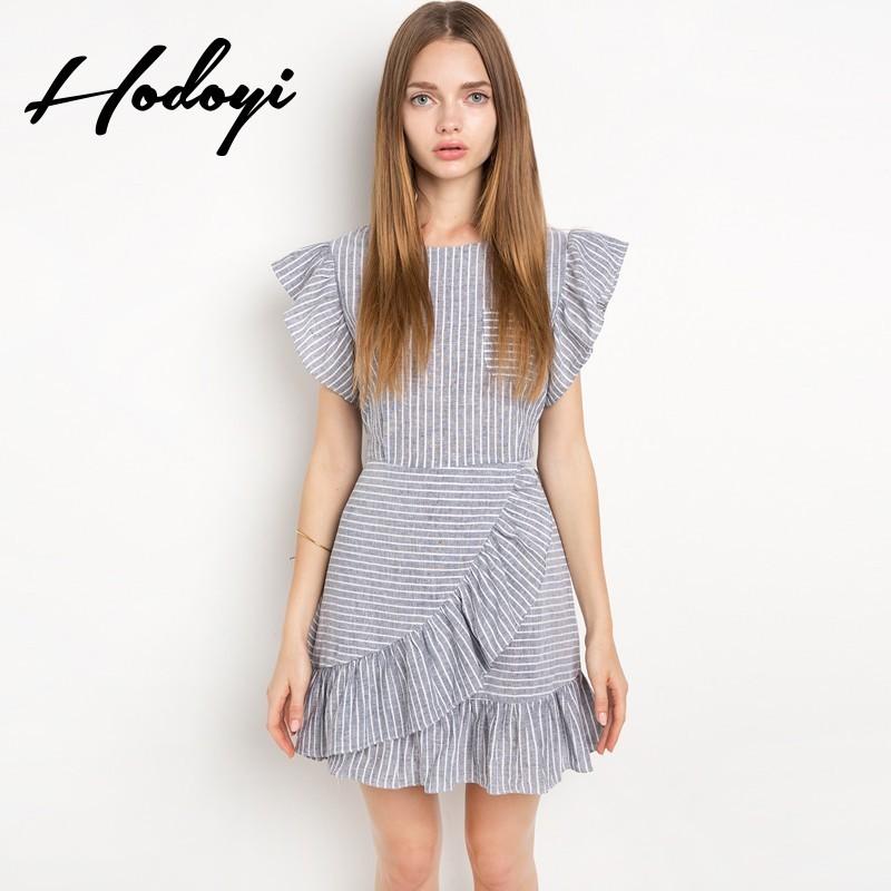 Свадьба - 2017 summer new women's fashion irregular wave stitching slim dress - Bonny YZOZO Boutique Store