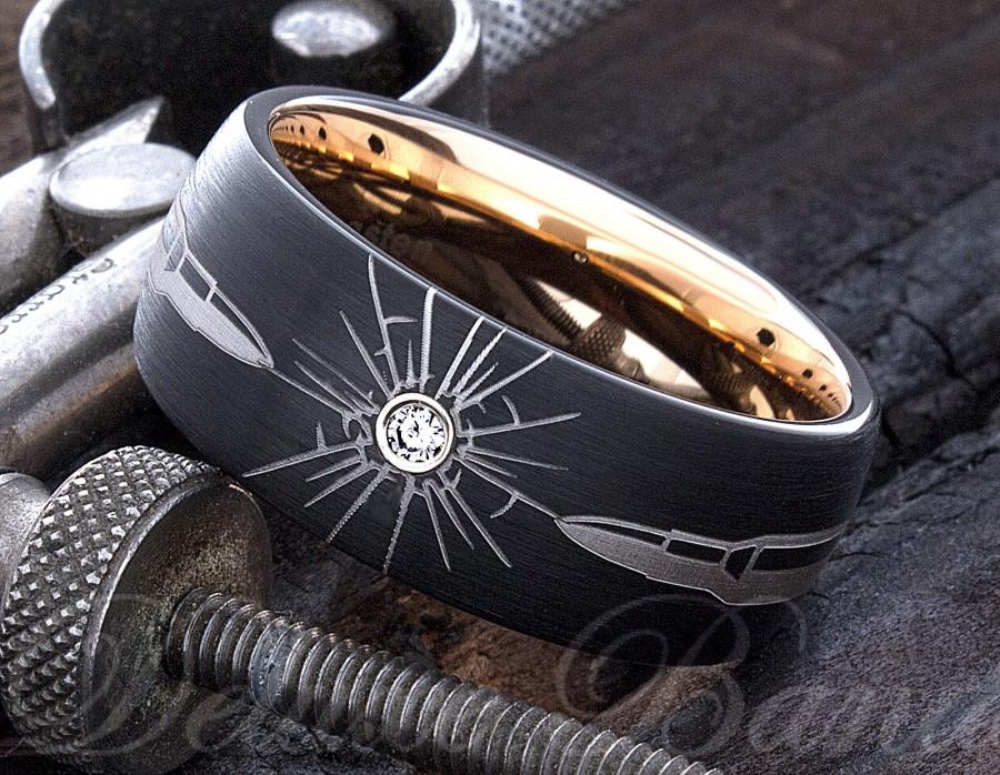 Wedding - Tungsten Diamond Ring, Diamond Ring, Black Tungsten Ring, 9mmTungsten Ring, Mens Ring, Anniversary Ring, Promise Ring, Gift For Men, Custom