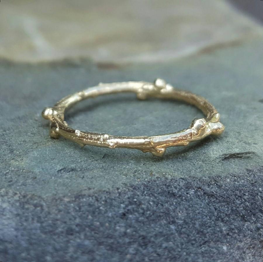 Mariage - Gold Twig Ring Gold Wedding Bands Women Gold Wedding Band Women 14K Gold Band Simple Gold Ring Twig Band Yellow Gold Wedding Band 14K Rings