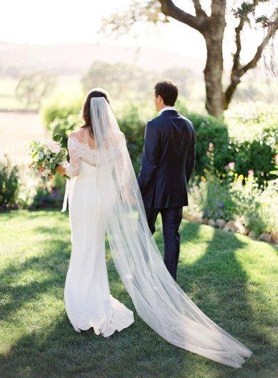 زفاف - Sheer Soft Chapel length Wedding Veil, 90 inches - white, ivory, champagne
