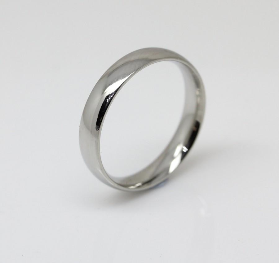 زفاف - 4mm wide Surgical Steel Comfort Fit / Court Shape Plain band Wedding Ring