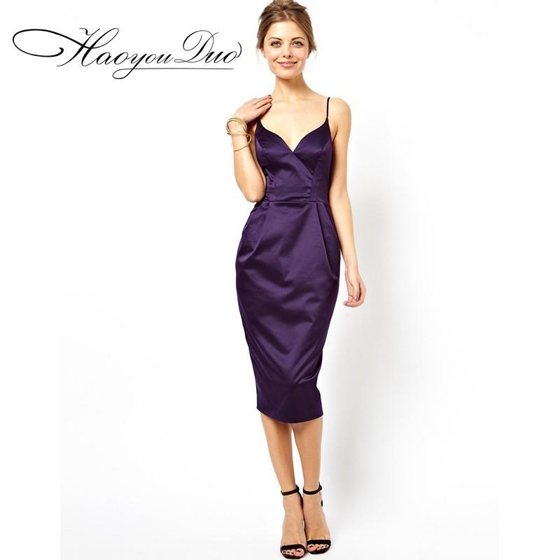 Mariage - Open Back Sheath V-neck Sleeveless Chiffon Purple Formal Wear - Bonny YZOZO Boutique Store