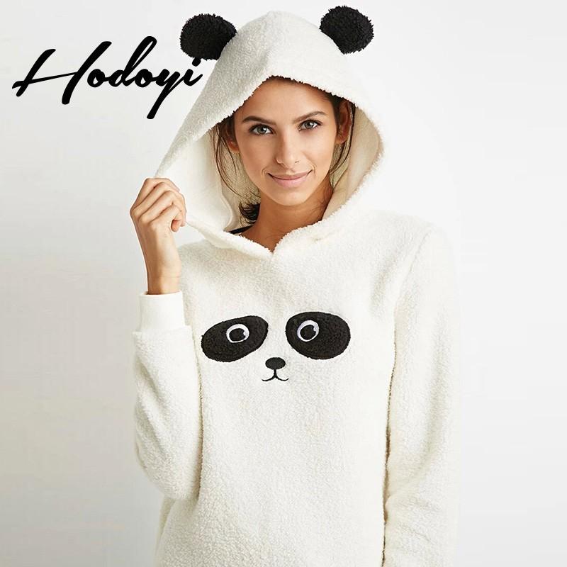 زفاف - Summer 2017 new sweet Panda hooded jacket sports Turtleneck Long Sleeve cashmere sweater - Bonny YZOZO Boutique Store