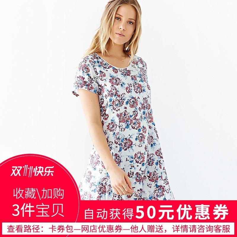 Mariage - Oversized Vogue Sweet Printed Slimming Chiffon Floral Short Sleeves Dress - Bonny YZOZO Boutique Store
