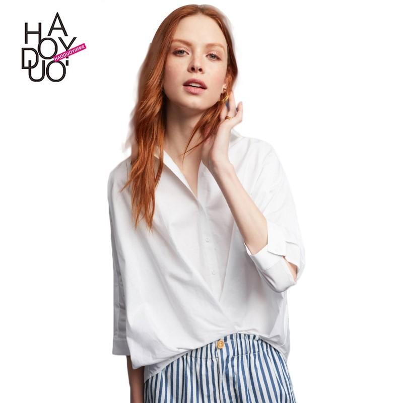 زفاف - Oversized Vogue Simple Batwing Sleeves Fall White Blouse - Bonny YZOZO Boutique Store