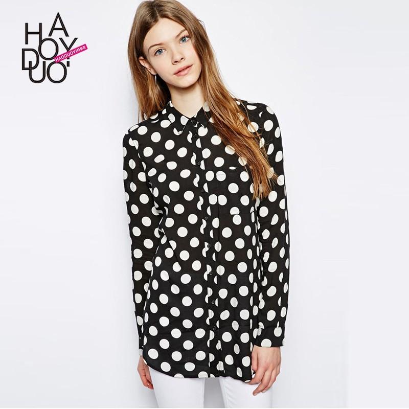 Hochzeit - Must-have Vogue Solid Color Chiffon Polka Dot Fall 9/10 Sleeves Blouse - Bonny YZOZO Boutique Store