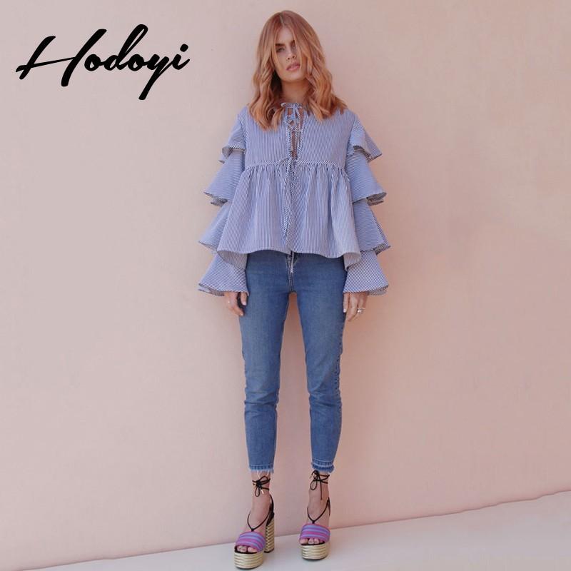 Свадьба - School Style Must-have Vogue Sweet Hollow Out Multi Layered Fall Tie 9/10 Sleeves Blouse - Bonny YZOZO Boutique Store