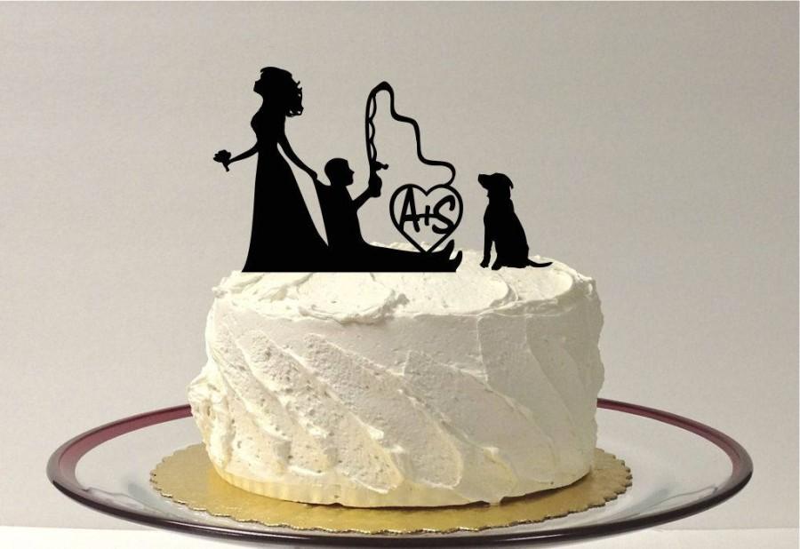 Hochzeit - Personalized Fishing Wedding Cake Topper with Dog, Fishing Themed Wedding Cake Topper, Fishing Topper, Bride Dragging Groom, MADE In USA