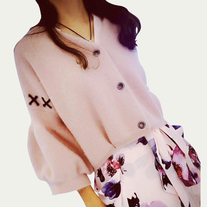 Wedding - 2017 spring new splicing three-quarter sleeve single-breasted short paragraph significantly high cardigan woolen coat female - Bonny YZOZO Boutique Store
