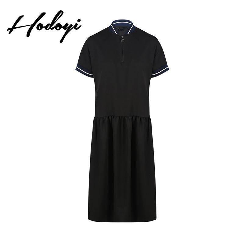 Mariage - Vogue Simple Solid Color Slimming Zipper Up Fall Short Sleeves Dress - Bonny YZOZO Boutique Store