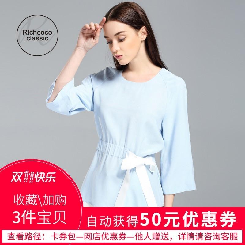Wedding - Must-have Oversized Sweet Bow Slimming Curvy Scoop Neck 3/4 Sleeves Tie Casual T-shirt Top - Bonny YZOZO Boutique Store