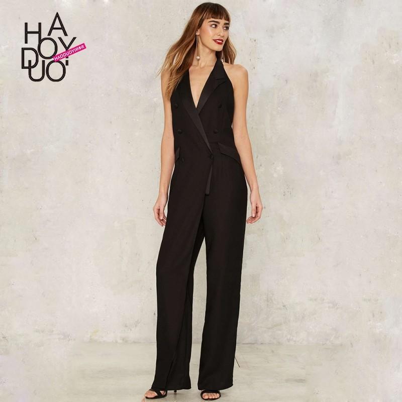 Mariage - Vogue Open Back Attractive Halter One Color Summer Suit Tie Jumpsuit - Bonny YZOZO Boutique Store