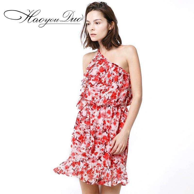 Mariage - Printed Frilled Midi Dress Dress - Bonny YZOZO Boutique Store