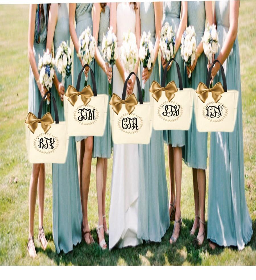 Wedding - Bridesmaid Tote Bags , Bachelorette Party Tote Bags , Zipper Tote Bags , Bridal Party Gift Bags, Wholesale Tote Bags , Tote Bags Cheap
