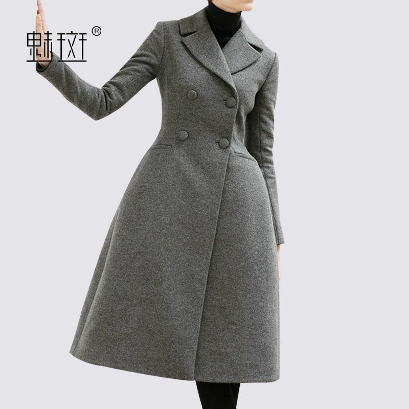 زفاف - Curvy Wool Suit Tie Wool Coat Overcoat - Bonny YZOZO Boutique Store
