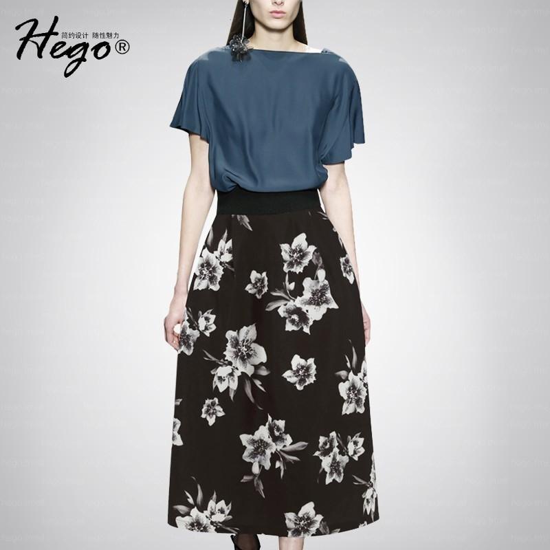 زفاف - Printed Fine Lady Summer Outfit Twinset Short Sleeves Top Skirt - Bonny YZOZO Boutique Store