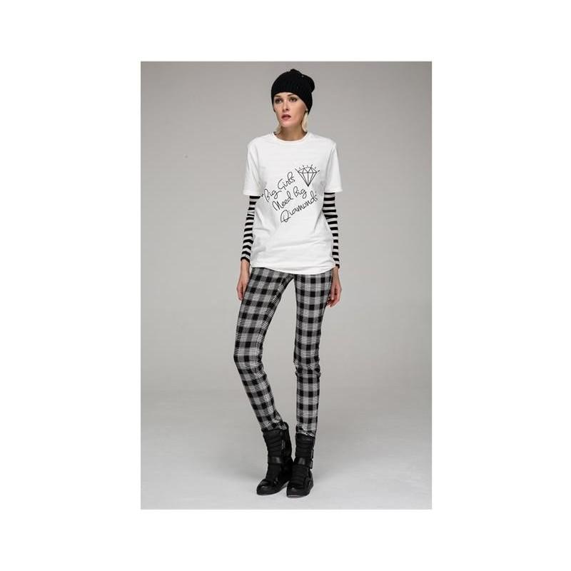 Mariage - Vogue Printed Scoop Neck Short Sleeves T-shirt - Bonny YZOZO Boutique Store